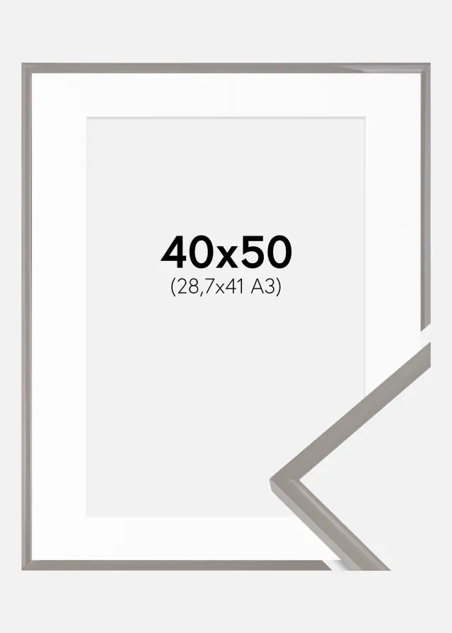 Rahmen New Lifestyle Earth Grey 40x50 cm - Passepartout Weiß 29,7x42 cm (A3)