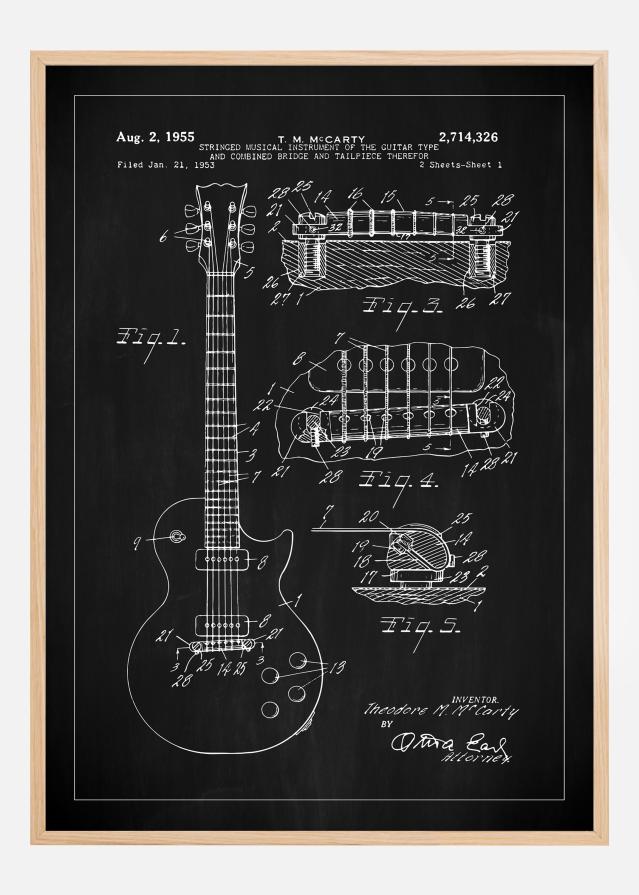 Patentzeichnung - E-Gitarre I - Schwarz Poster