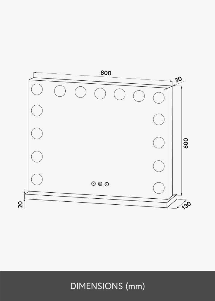 KAILA Kosmetikspiegel Vanity LED 15 Weiß 80x60 cm