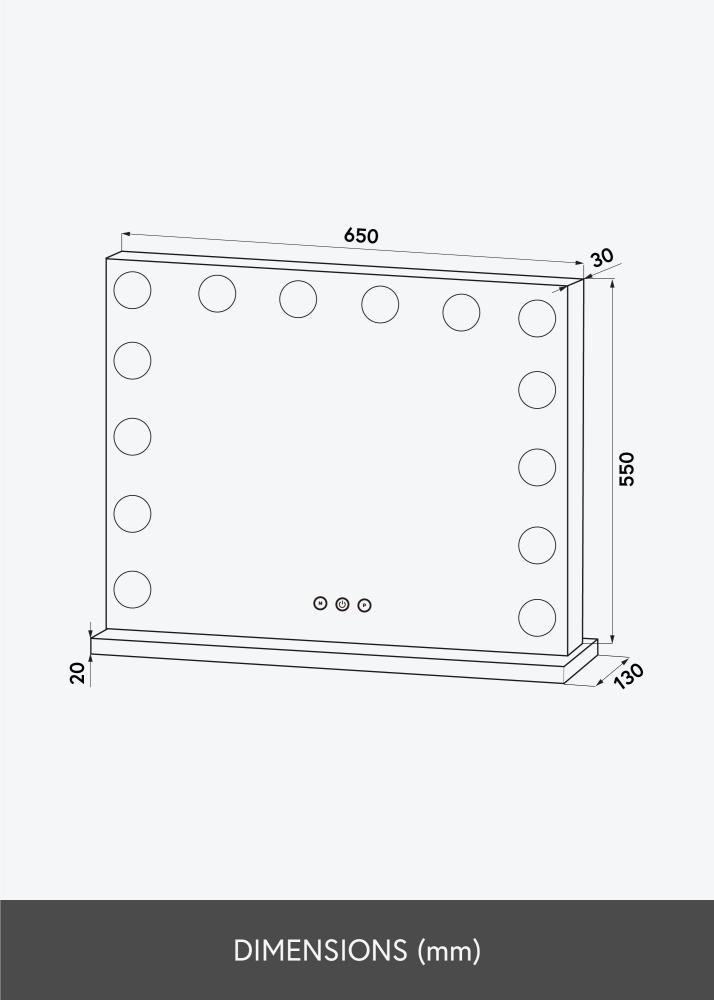 KAILA Kosmetikspiegel Base LED 14 Silber 65x56 cm