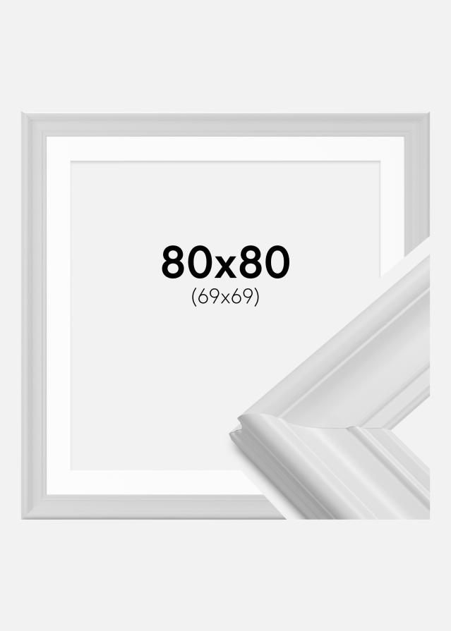 Rahmen Mora Premium Weiß 80x80 cm - Passepartout Weiß 70x70 cm