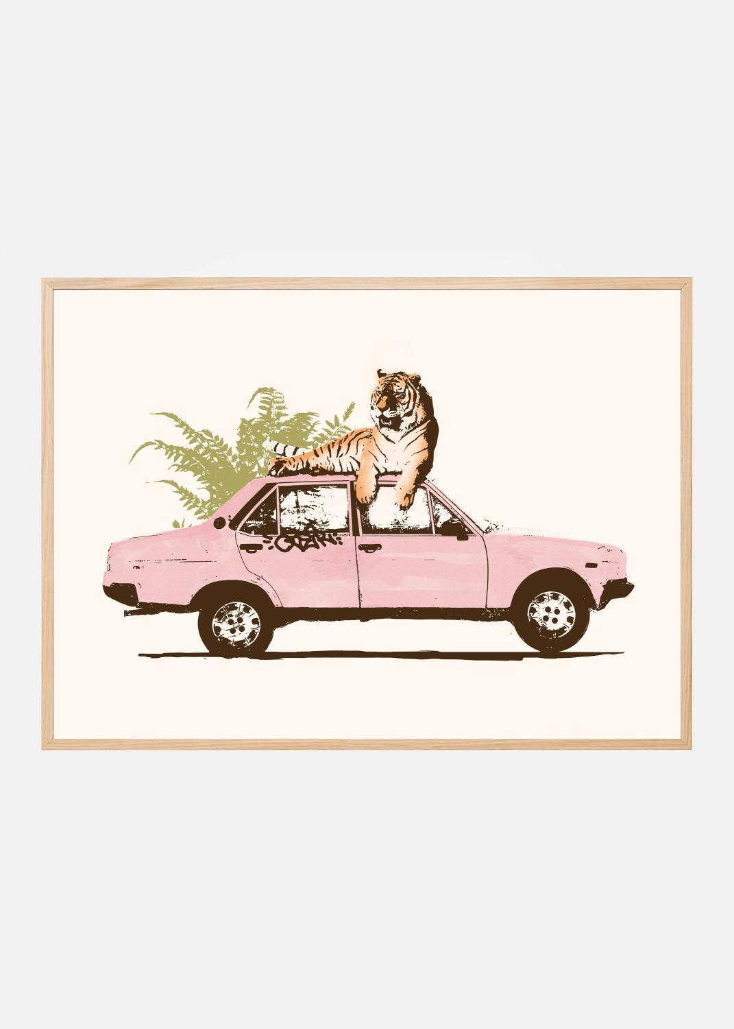 Product Image for Tiger On Car Poster (21x29.7 cm (A4))