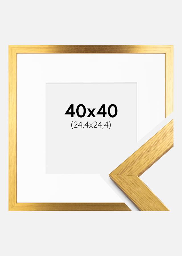 Rahmen Gold Wood 40x40 cm - Passepartout Weiß 10x10 inches