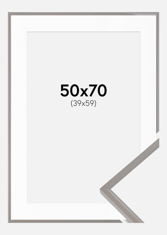Rahmen New Lifestyle Earth Grey 50x70 cm - Passepartout Weiß 40x60 cm