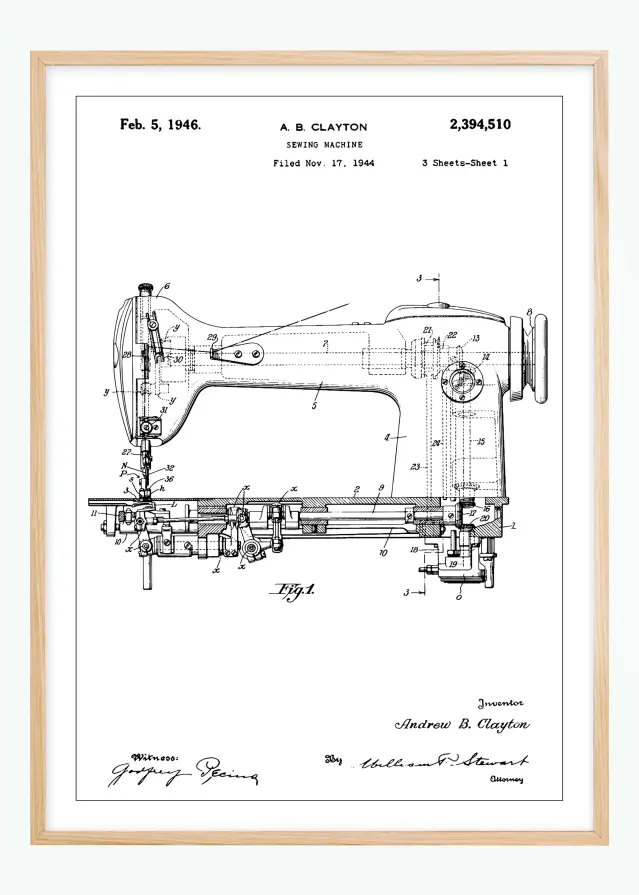 Patentzeichnung - Nähmaschine I Poster