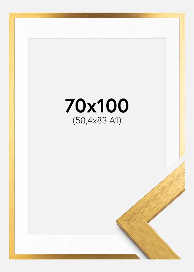 Rahmen Gold Wood 70x100 cm - Passepartout Weiß 59,4x84 cm (A1)