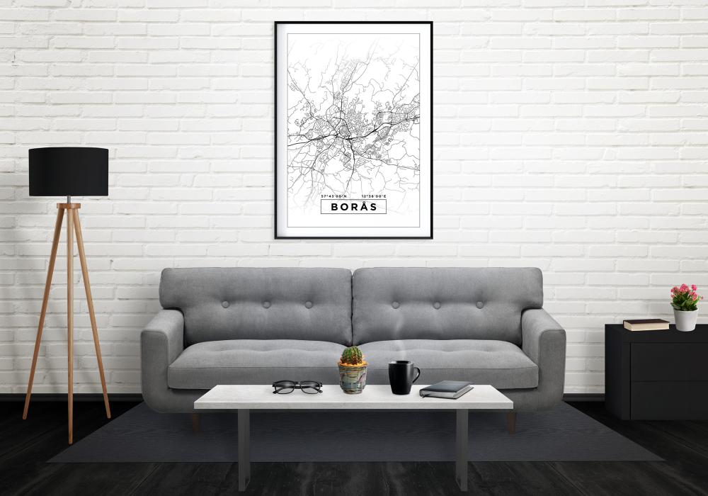 Map - Borås - White Poster