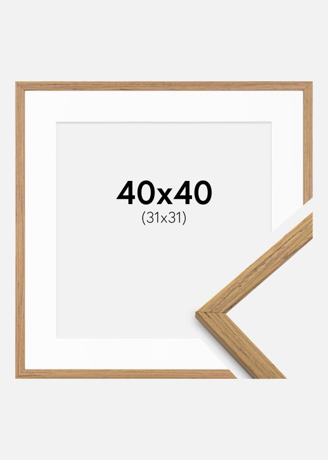 Rahmen Edsbyn Teak 40x40 cm - Passepartout Weiß 32x32 cm