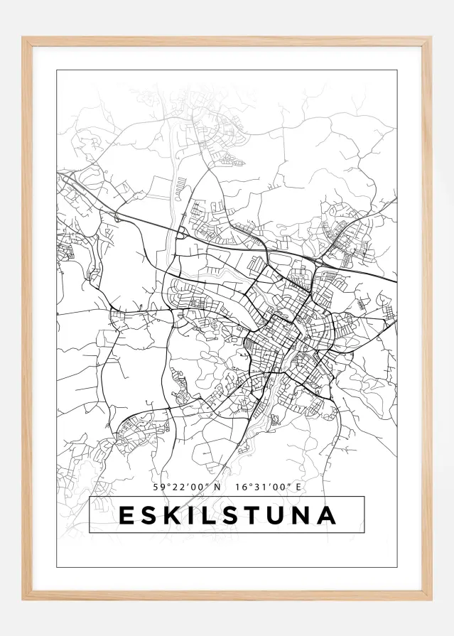 Map - Eskilstuna - White Poster