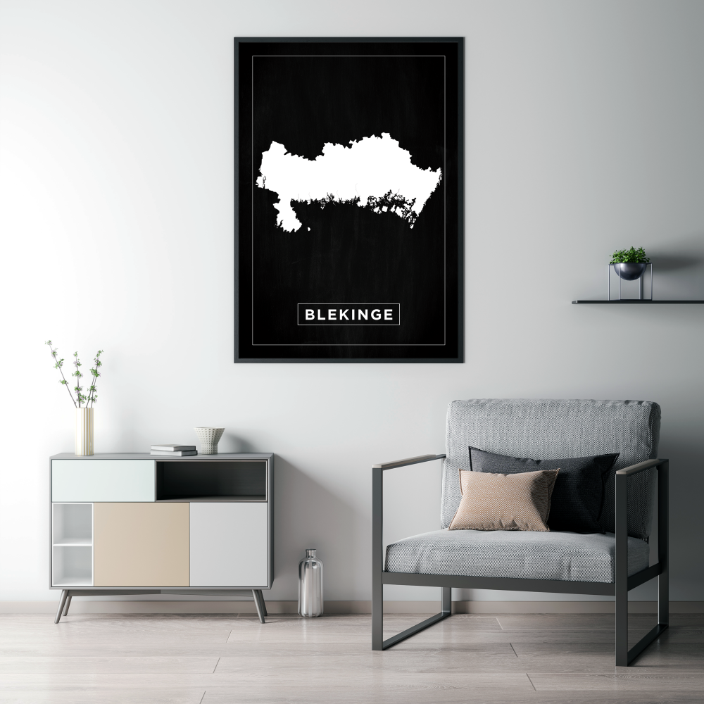 Map - Blekinge - Black Poster