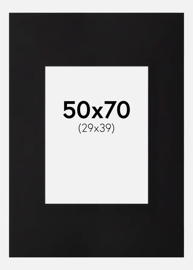 Passepartout XL Schwarz (Weiß Kern) 50x70 cm (29x39)