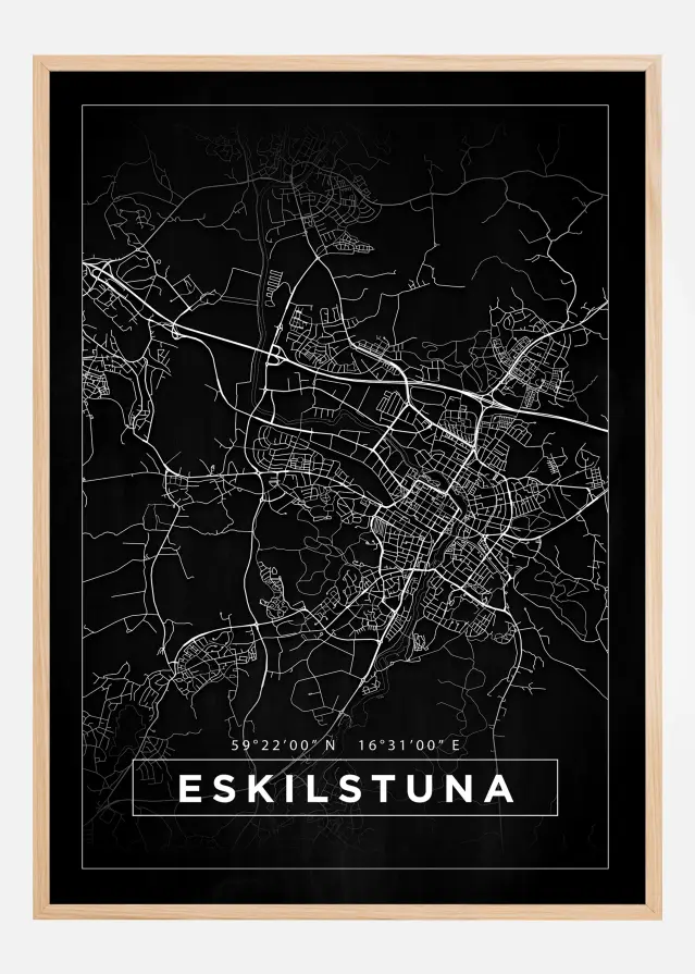 Map - Eskilstuna - Black Poster