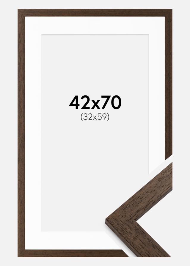 Rahmen Brown Wood 42x70 cm - Passepartout Weiß 33x60 cm