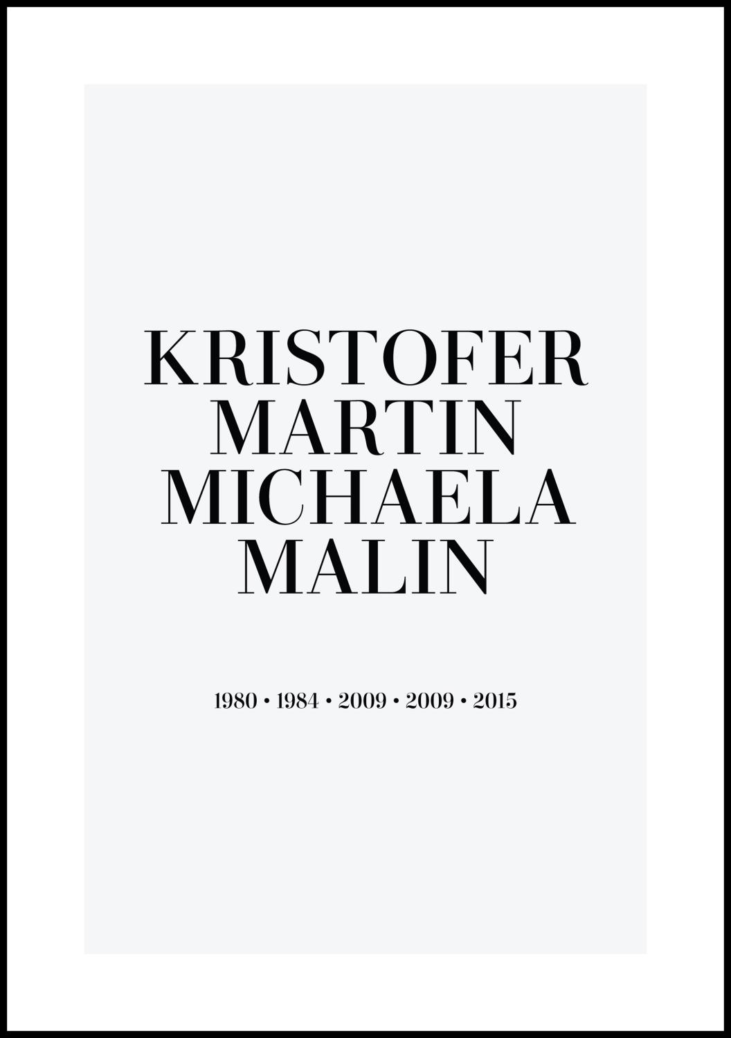 Product Image for Familienbild - 4 Namen &amp; Geburtsjahre - Grau (21x29,7 cm (A4))
