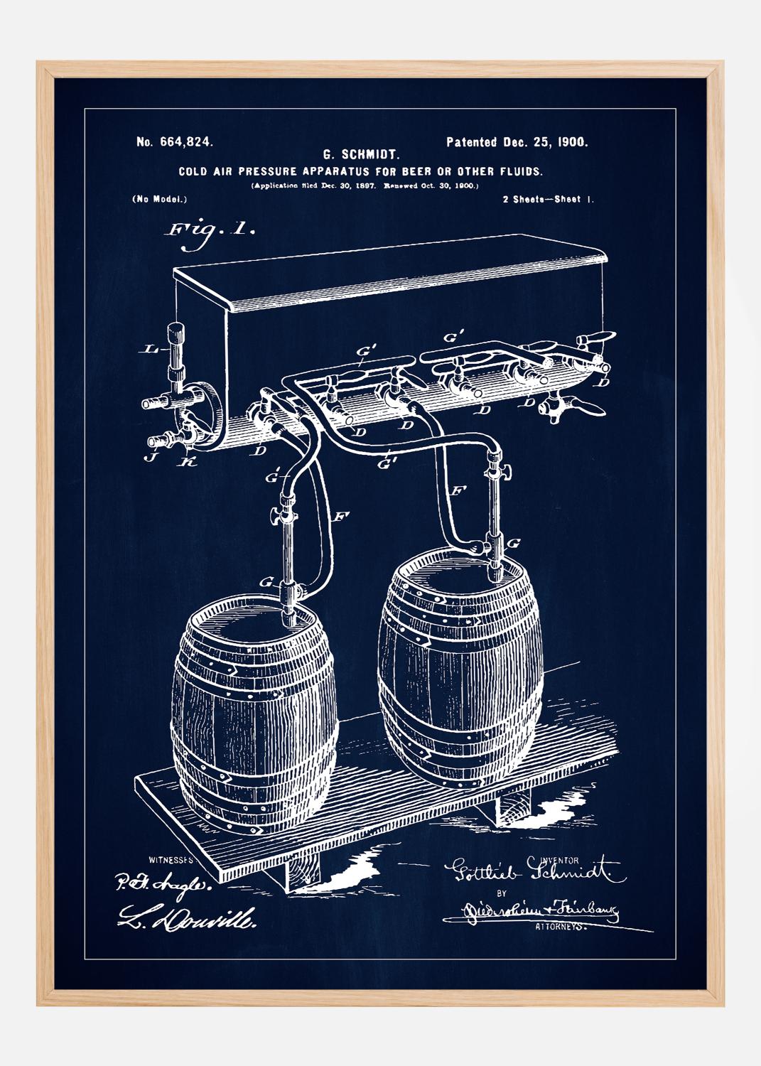 Product Image for Patent Print - Beer Kegs - Blue Poster (21x29.7 cm (A4))