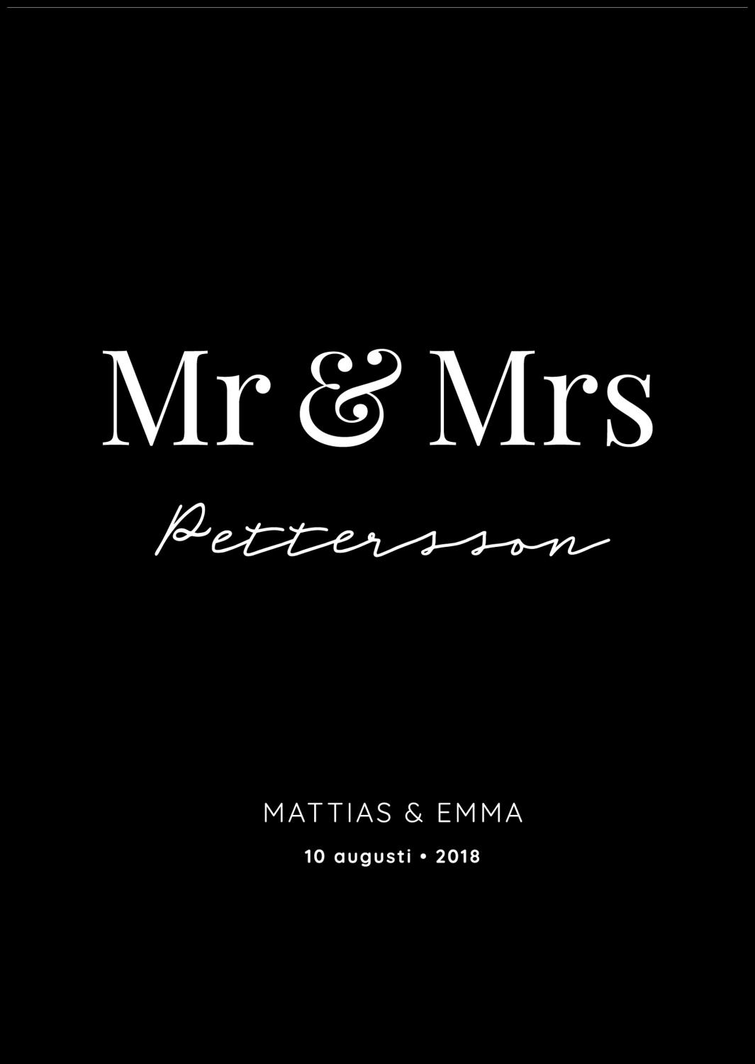 Product Image for Mr Mrs - Black (30x40 cm)