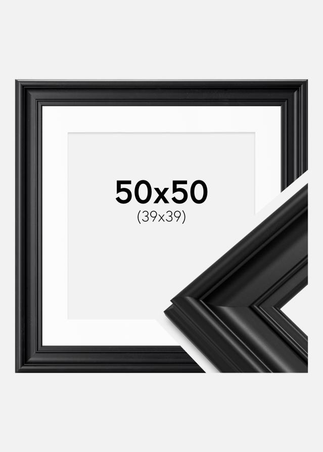 Rahmen Mora Premium Schwarz 50x50 cm - Passepartout Weiß 40x40 cm