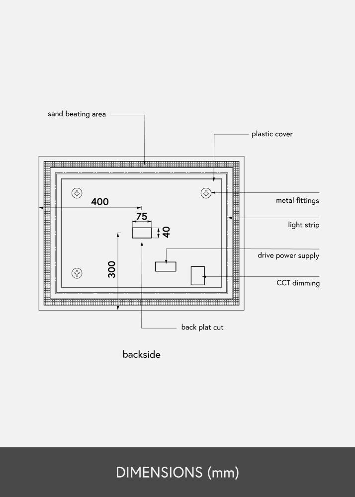 KAILA Speil Rectangle LED 60x80 cm