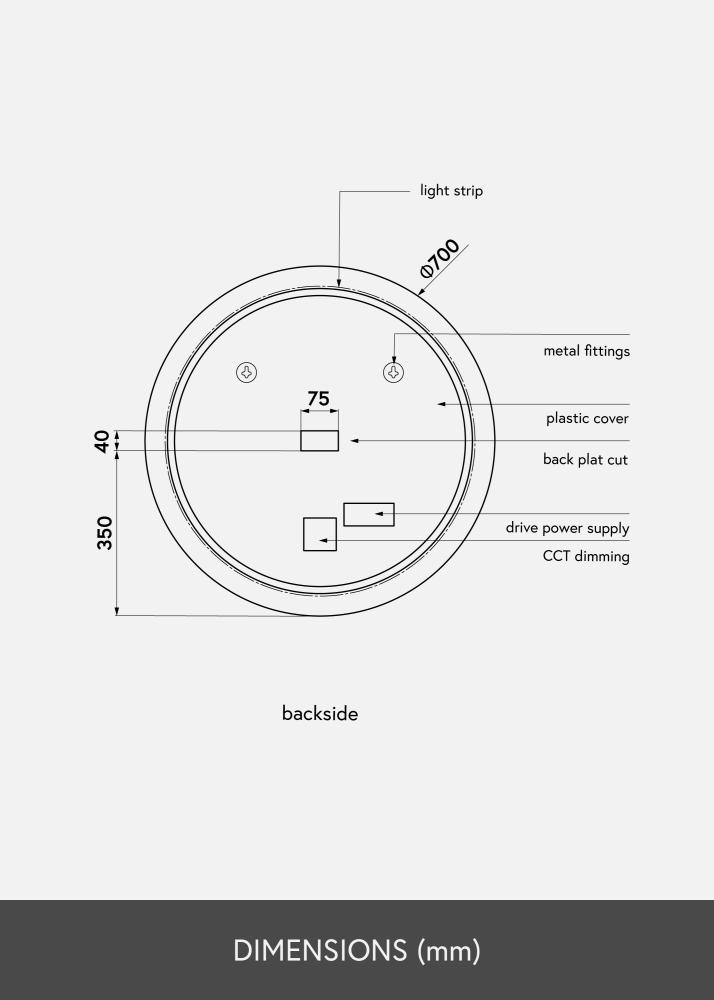 KAILA Spiegel LED 70 cm Ø