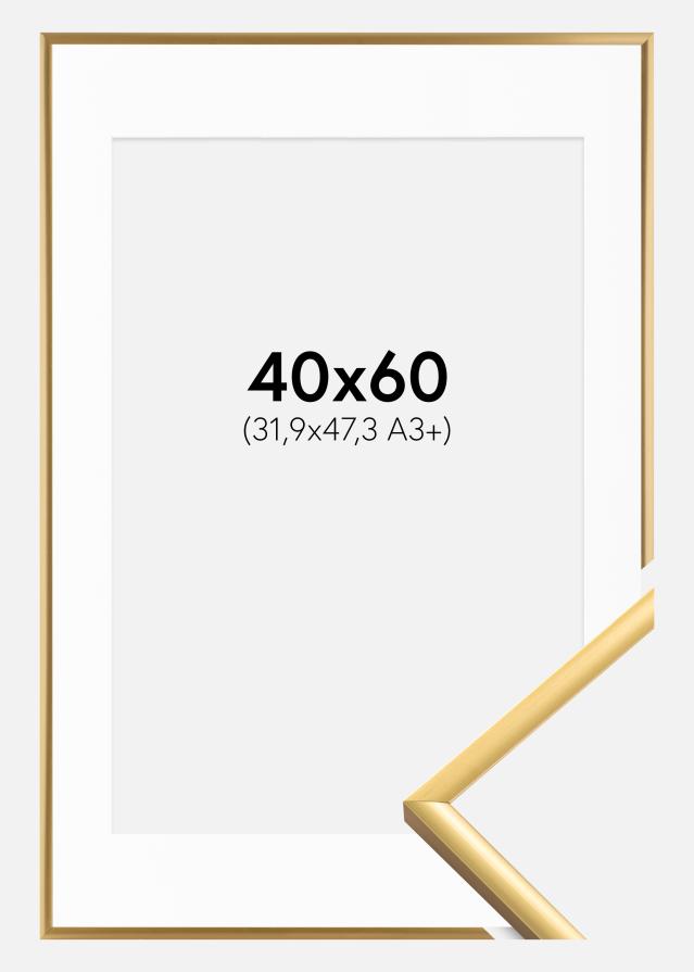 Rahmen New Lifestyle Shiny Gold 40x60 cm - Passepartout Weiß 32,9x48,3 cm
