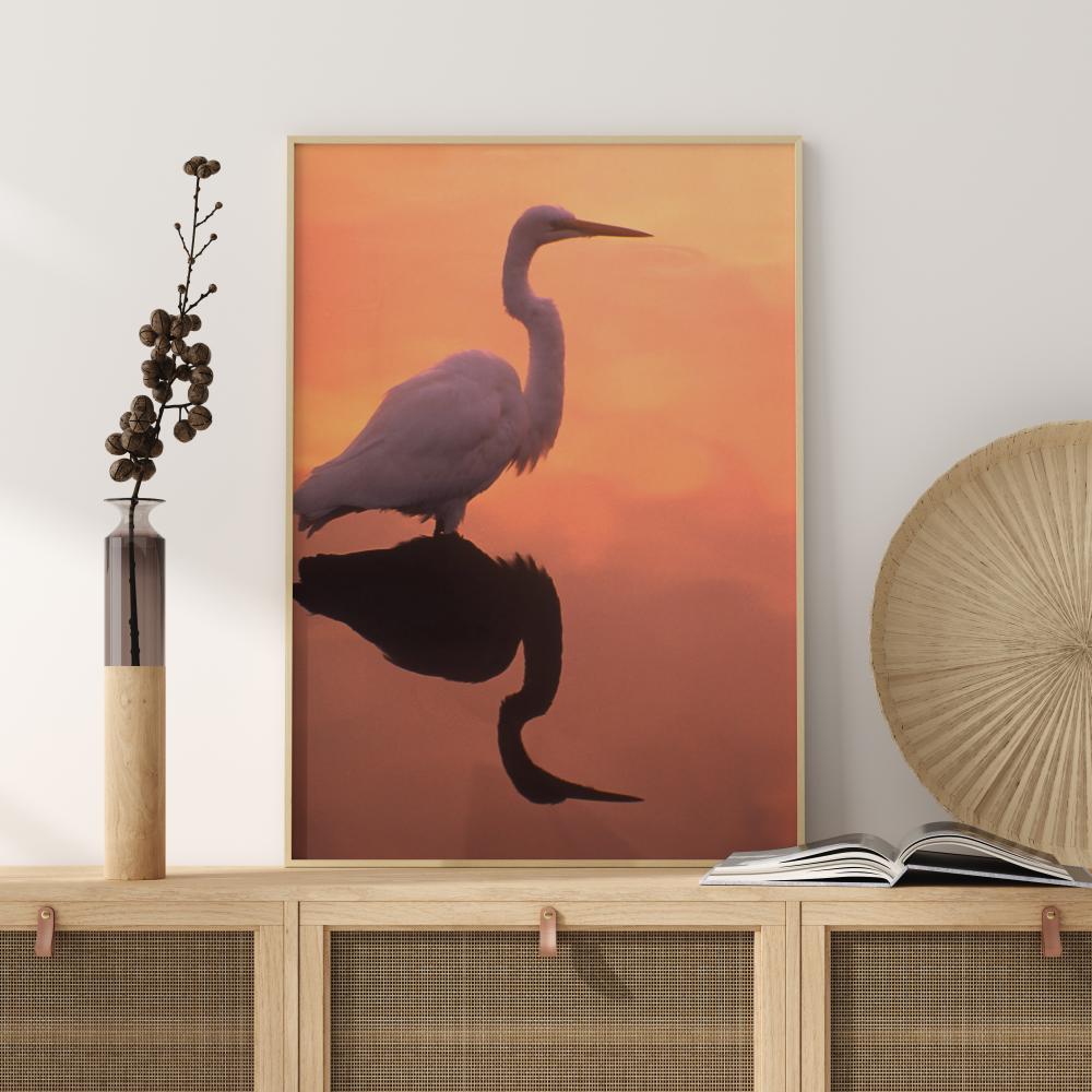 Bird In Orange Water Poster