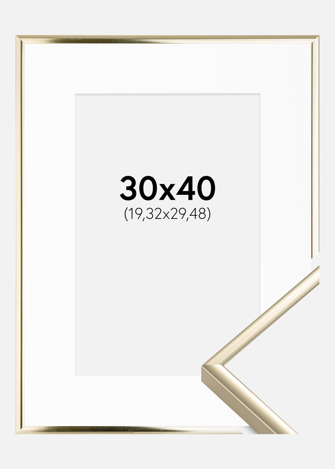 Product Image for Rahmen Aluminium Gold glänzend 30x40 cm - Passepartout Weiß 8x12 inches
