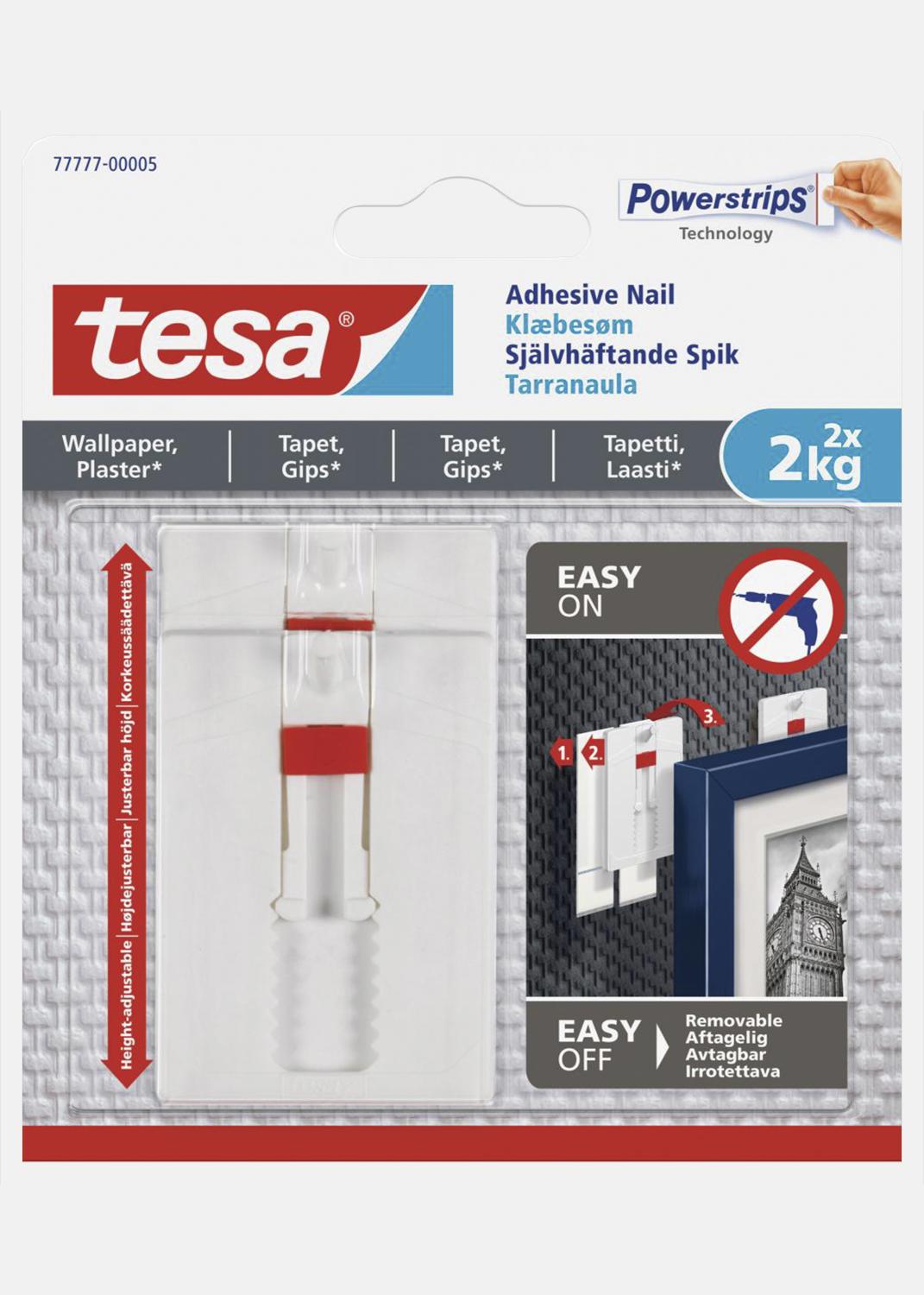 Product Image for Tesa - Verstellbarer selbstklebender Nagel für alle Wandarten (max. 2x2kg)