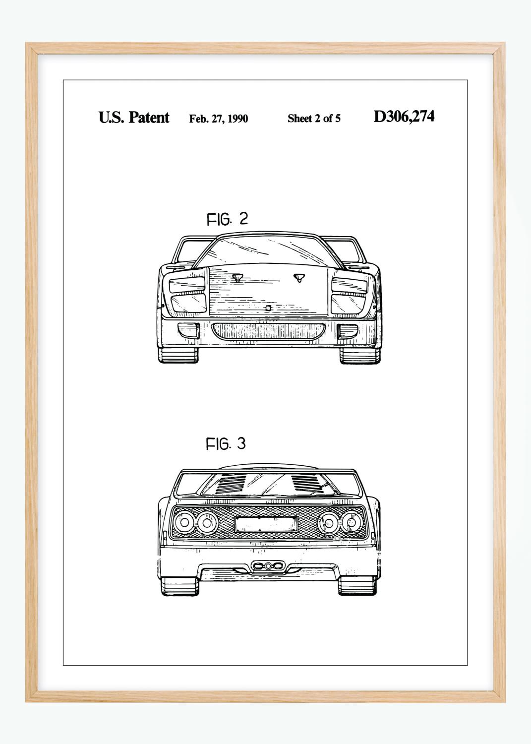 Product Image for Patentzeichnung - Ferrari F40 III Poster (21x29.7 cm (A4))