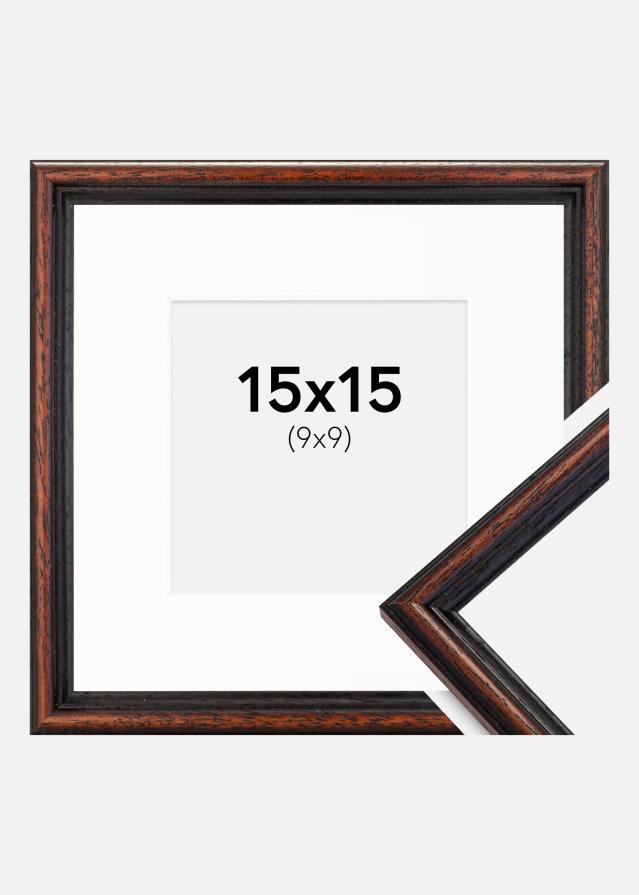 Rahmen Horndal Walnuss 15x15 cm - Passepartout Weiß 10x10 cm