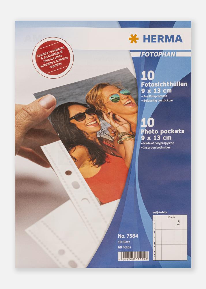 Herma Fototaschen 9x13 cm horizontal - 10er-Pack Weiß