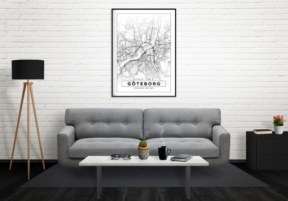 Map - Göteborg - White Poster