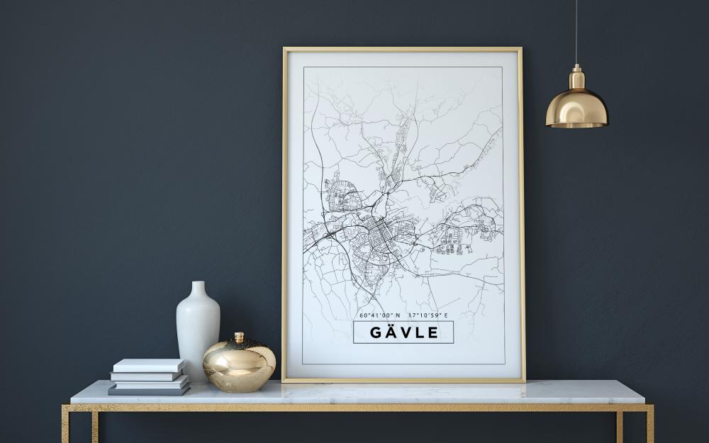 Map - Gävle - White Poster