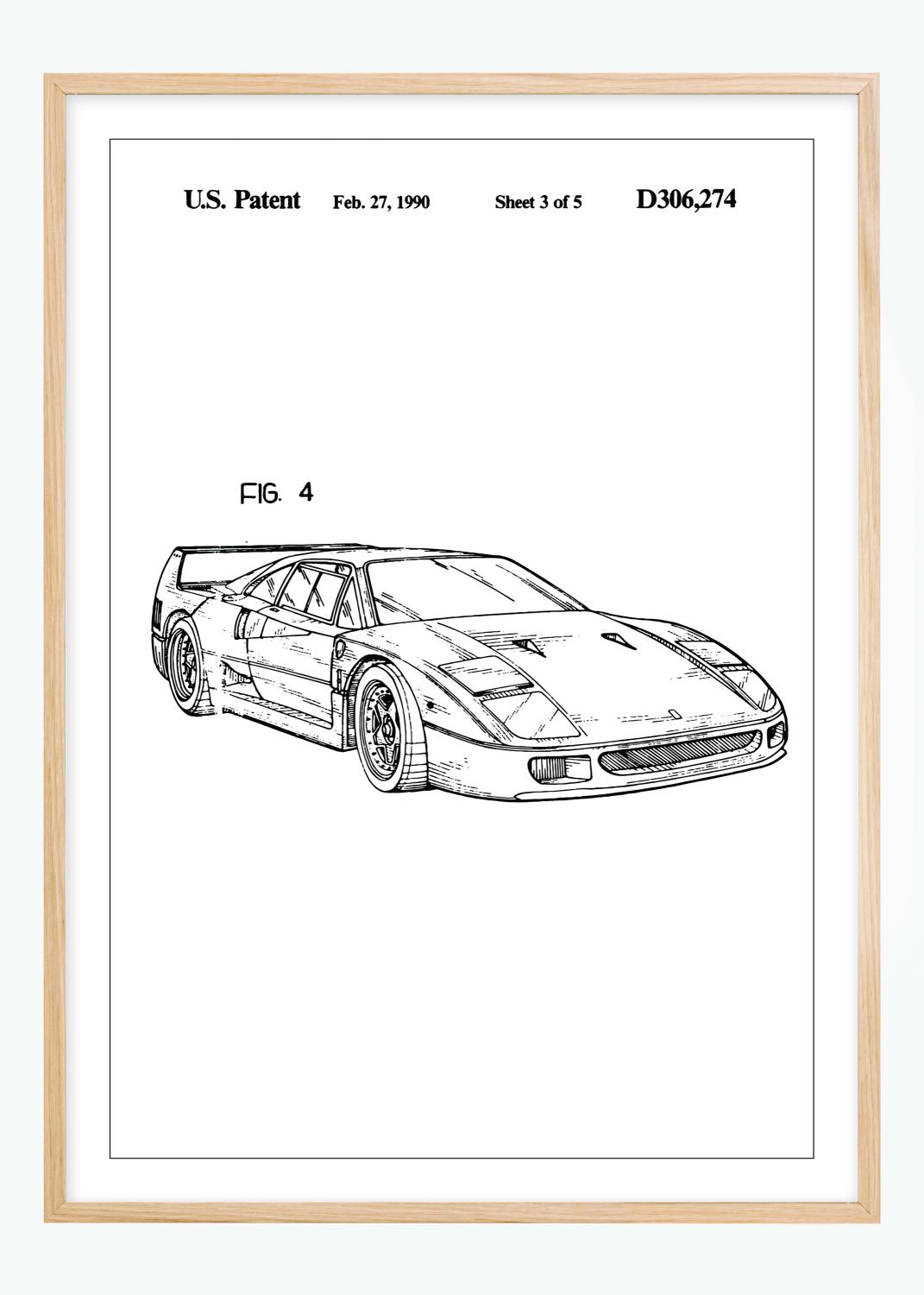 Product Image for Patentzeichnung - Ferrari F40 II Poster (21x29.7 cm (A4))