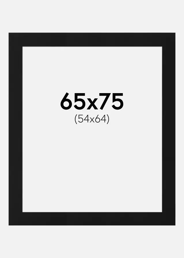 Passepartout Schwarz Standard (weißer Kern) 65x75 cm (54x64)