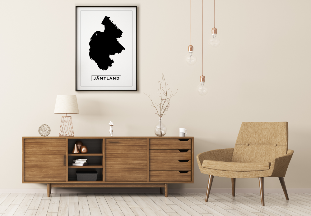 Map - Jämtland - White Poster