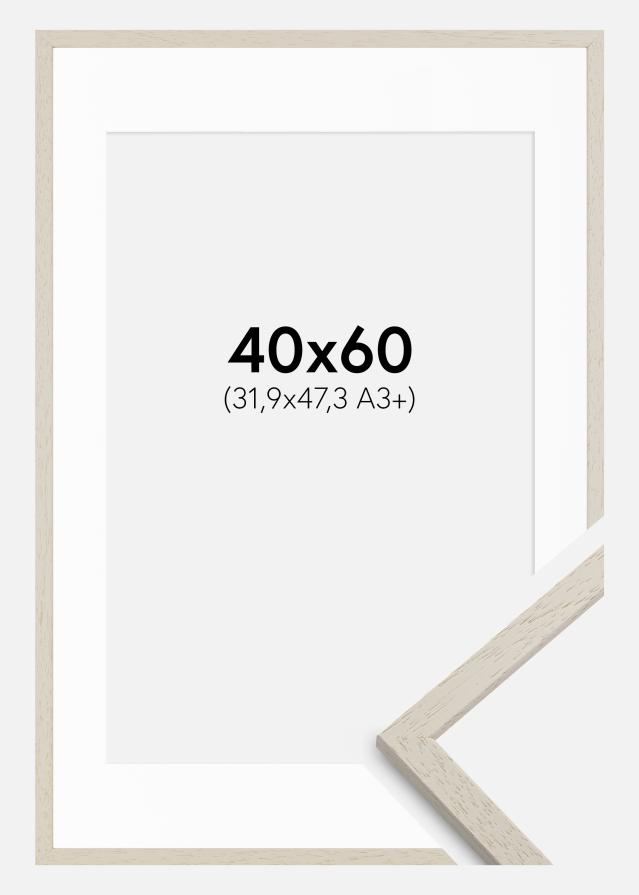 Rahmen Edsbyn Sand 40x60 cm - Passepartout Weiß 32,9x48,3 cm (A3+)