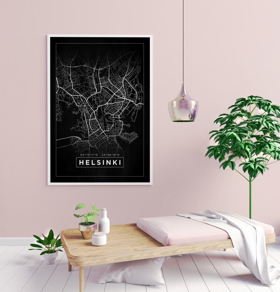 Map - Helsinki - Black Poster