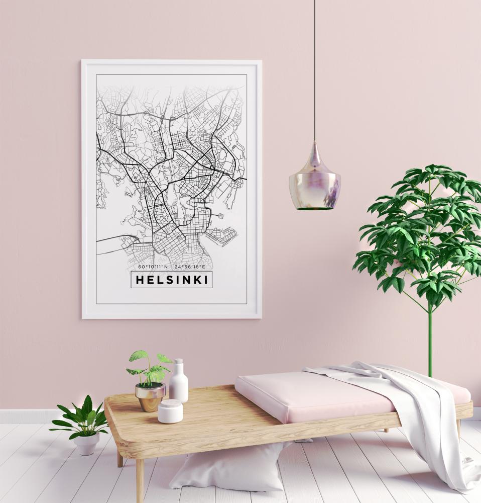 Map - Helsinki - White Poster