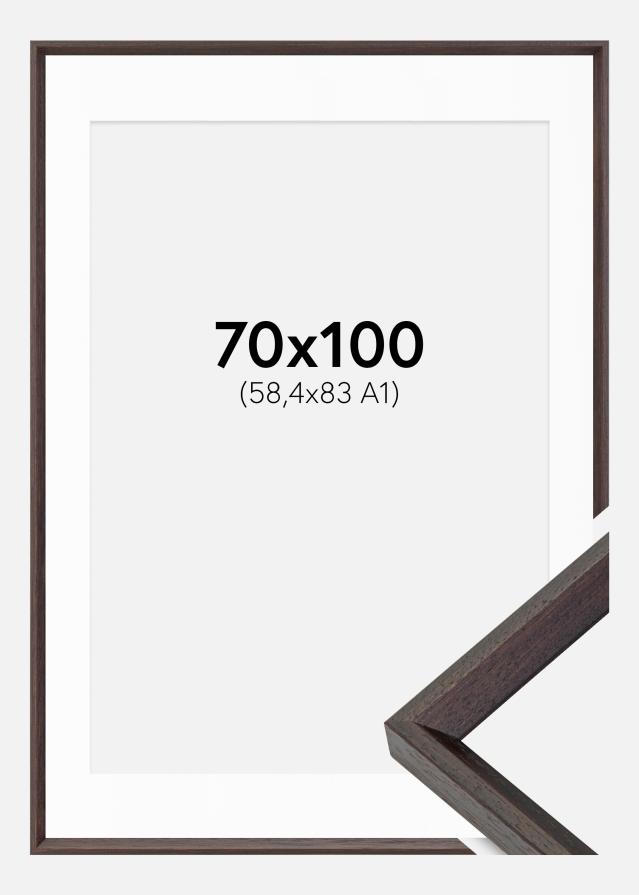 Rahmen Globe Espresso 70x100 cm - Passepartout Weiß 59,4x84 cm