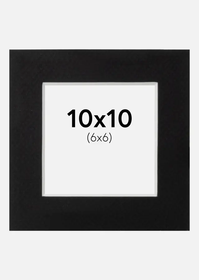 Passepartout Schwarz Standard (weißer Kern) 10x10 cm (6x6)