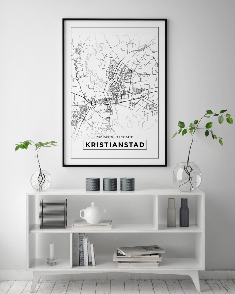 Map - Kristianstad - White Poster