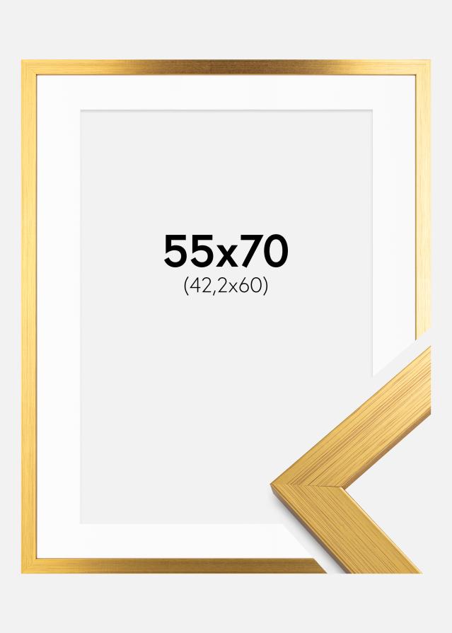 Rahmen Gold Wood 55x70 cm - Passepartout Weiß 43,2x61 cm (A2+)