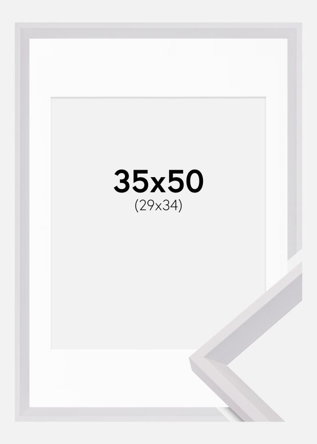 Rahmen Globe Weiß 35x50 cm - Passepartout Weiß 30x35 cm