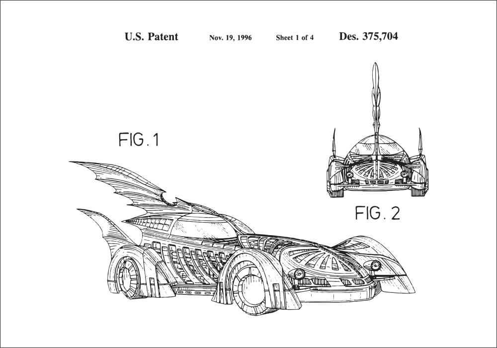 Patentzeichnung - Batman - Batmobile 1996 I Poster