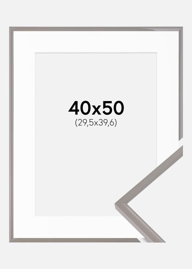 Rahmen New Lifestyle Earth Grey 40x50 cm - Passepartout Weiß 12x16 inches