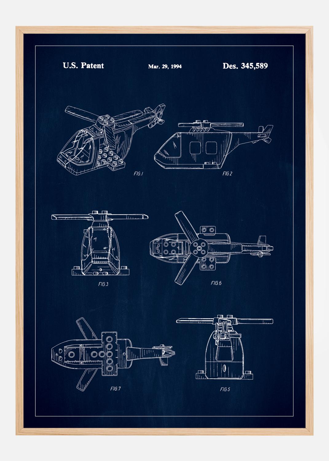 Product Image for Patent Print - Lego Helicopter - Blue Poster (21x29.7 cm (A4))