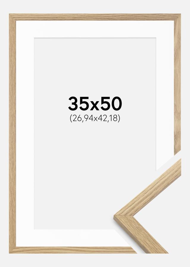 Rahmen Trendy Eiche 35x50 cm - Passepartout Weiß 11x17 inches