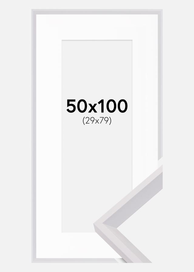 Rahmen Globe Weiß 50x100 cm - Passepartout Weiß 30x80 cm