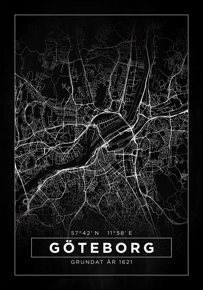 Map - Göteborg - Black Poster