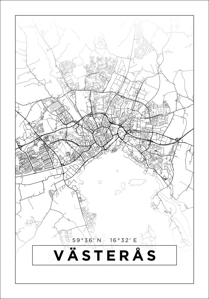 Map - Västerås - White Poster